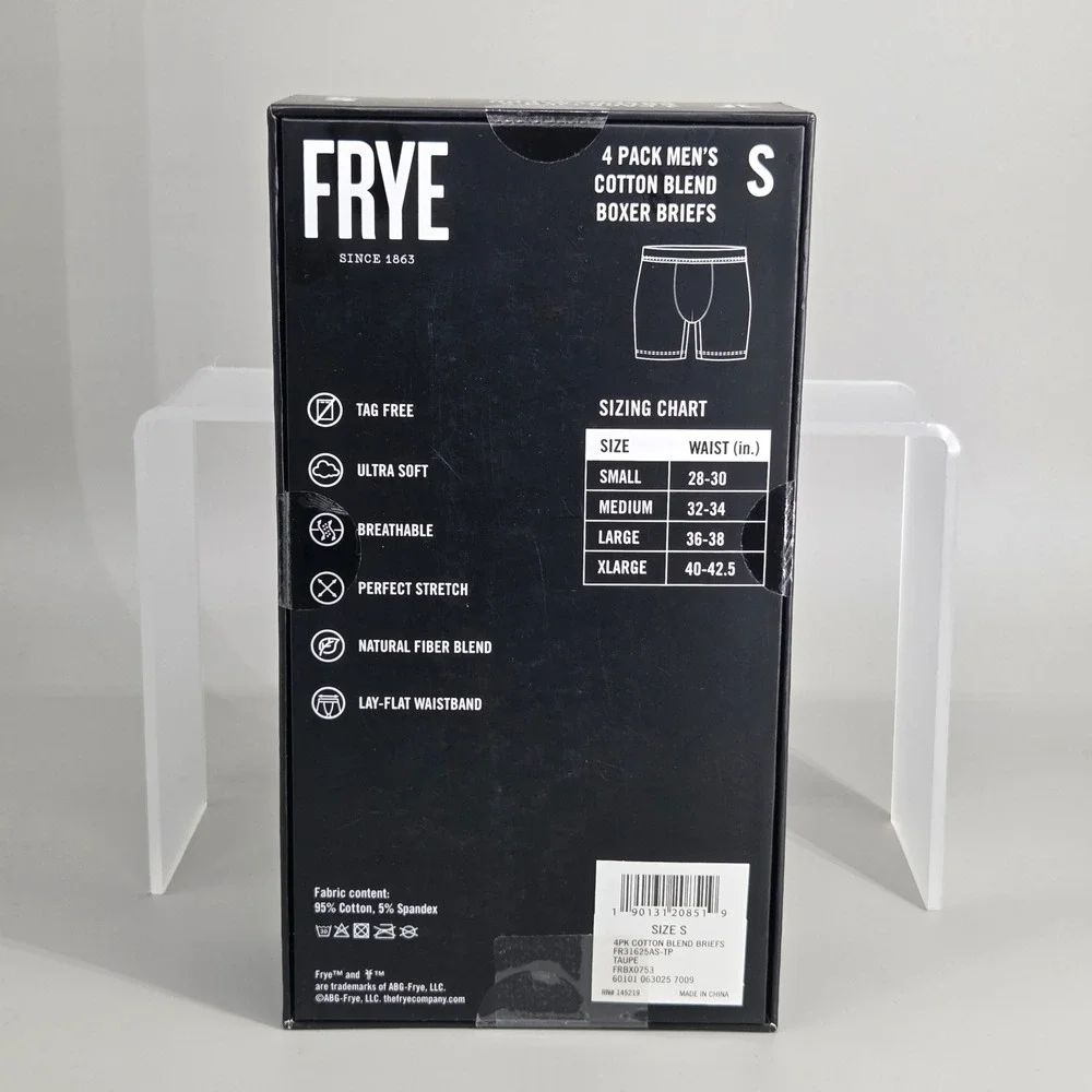 Frye Boxer Briefs Mens Small 4 Pack Cotton Blend Taupe Grey Neutral Essentials